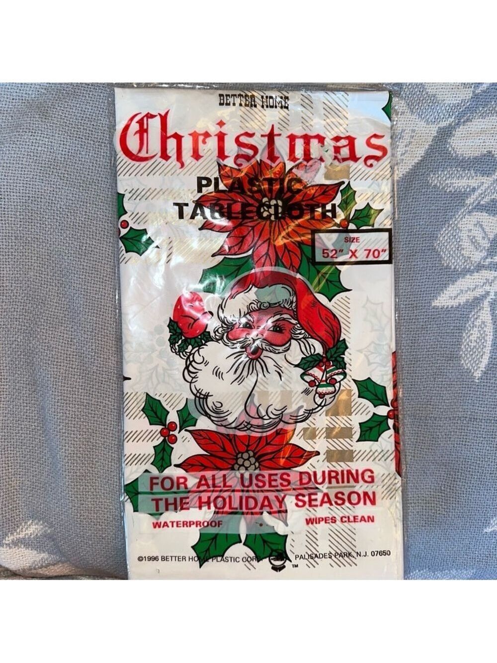 NOS Vintage 1996 Better Home Christmas Plastic Waterproof Tablecloth 52x70